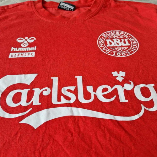 Denmark Fan T-shirt Hummel Carlsberg DBU used, size XS