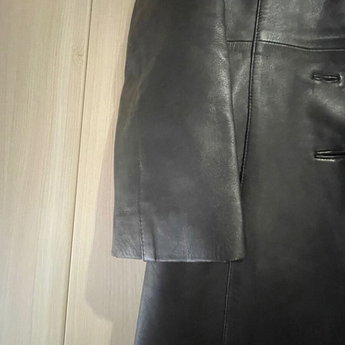 Leather coat knee-length used, black size M