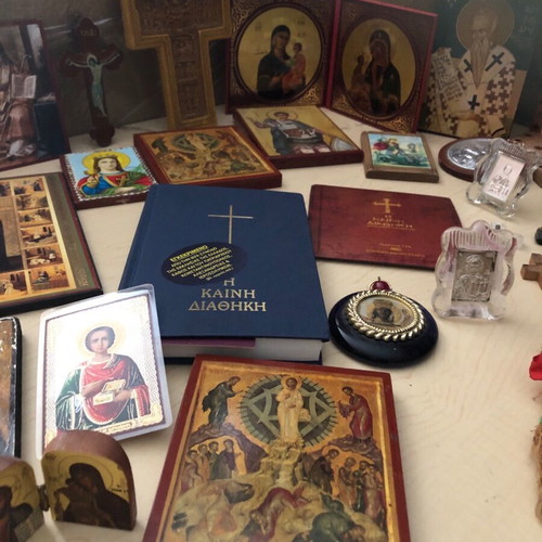 Religious icons and items used, package