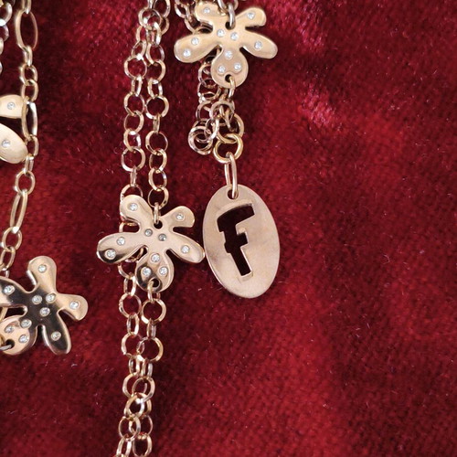 Folli Follie jewelry set rose gold with flower motifs and crystals like new
