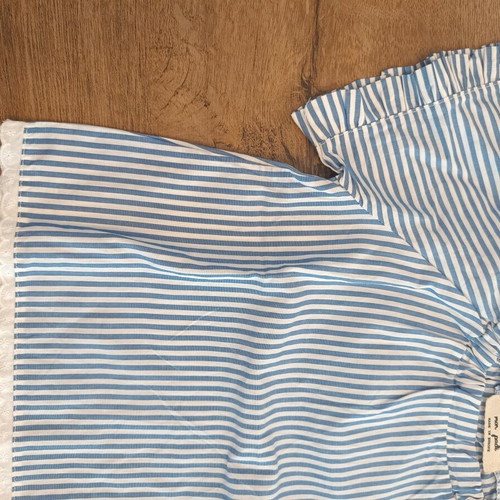 Striped blouse with knitted flower Mon Padi new 12-18 months