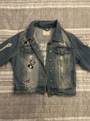 Jean jacket Pink Woman σαν καινούργιο, στενή γραμμή, μαύρο και μπλε