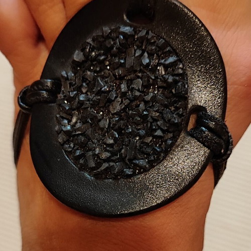 Flat sandals black lace-up with boho decorative design, like new