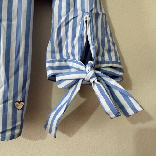 Lynne striped cropped blouse with back tie, like new, size 38
