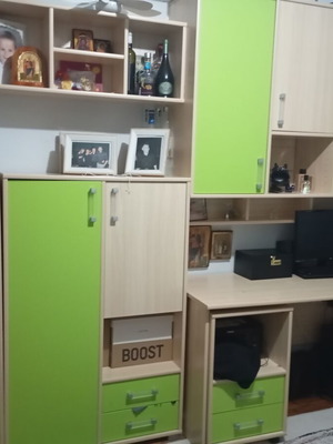 Office furniture set with multiple storage compartments
