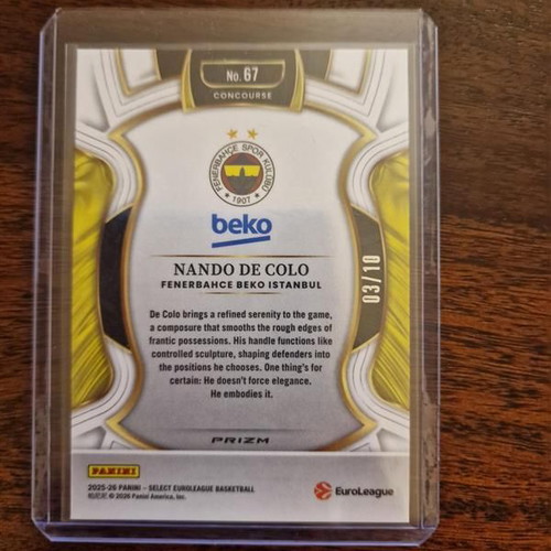 Panini Euroleague Select Fenerbahce De Colo /10 Card Pack of 2 New