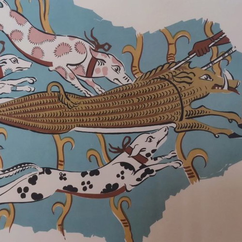 Mycenaean colored paintings used from frescoes and golden offerings