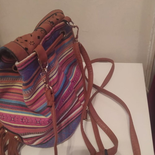 Backpack with fringes like new, brown