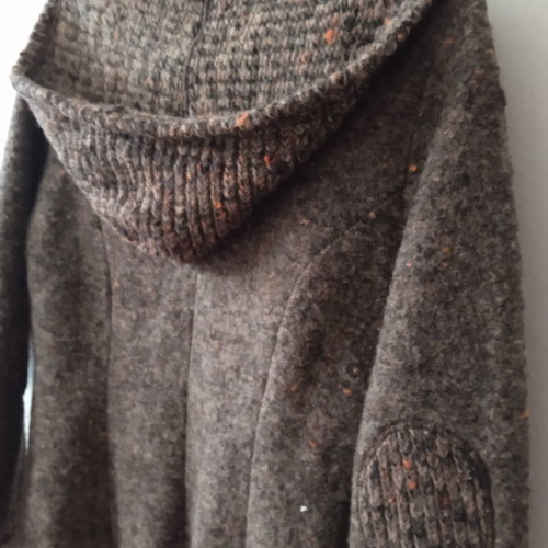 Vezzо wool cardigan used, size S, brown, with detachable hood