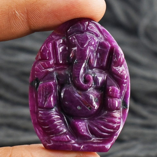 Ruby carved statue of god Ganesha 64 ct natural
