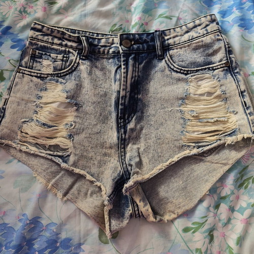 Jean highwaisted shorts like new, size M, blue, 100% cotton