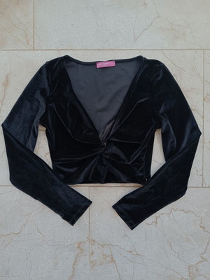 Crop top Pink Woman μεταχειρισμένο, βελούδινη υφή, μέγεθος L