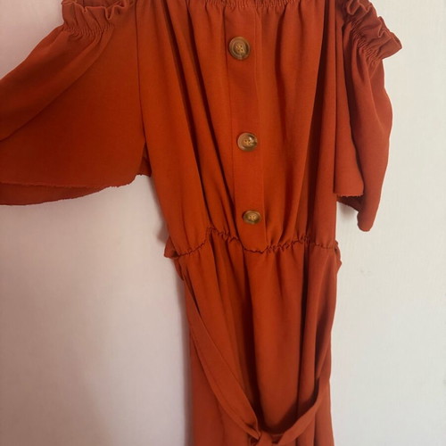 Dress like new, orange with straps, sleeves and belt