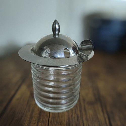 Glass sugar container Wmf like new with stainless steel