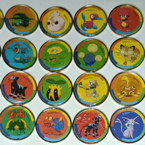 Metal Pokémon coins used, collectible style