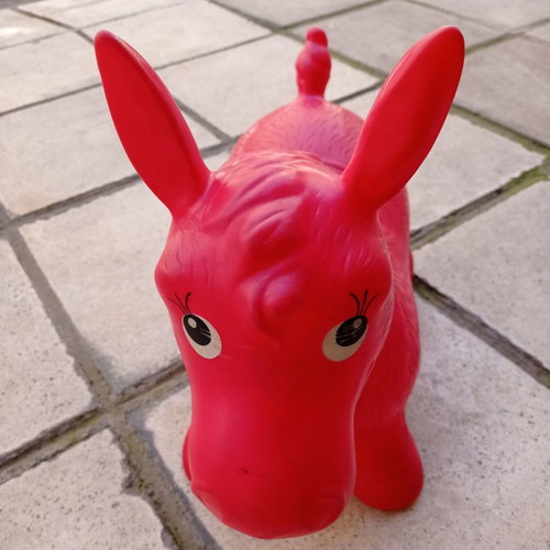 Children's soft rubber horse toy used, red