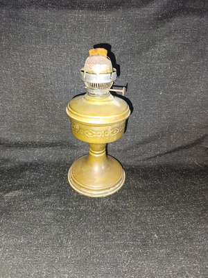 Vintage oil lamp used, brass with embossed design