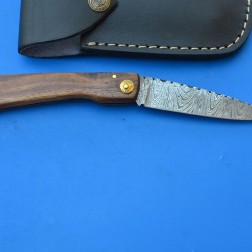 Damascus Handmade Folding Knife with Rose Wood Handle from The Eagle Collection 5635