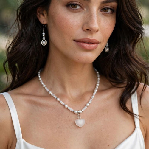 handmade crystal beaded elegant jewellery, necklace and earrings set