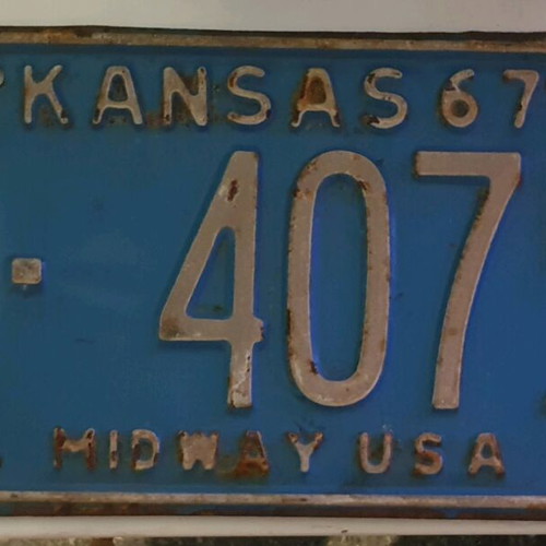 Kansas 1967 American car license plate used