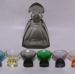Art Deco Josephinenhutte liqueur set 1925, 1 decanter and 6 glasses