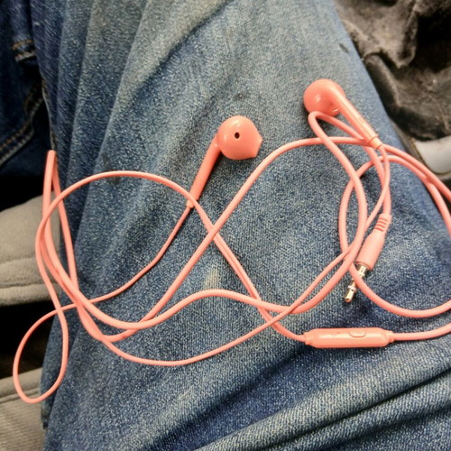 Mobile phone earphones like new with case and charging cable