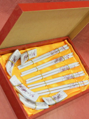Chinese Genuine Chopsticks Set of 5 Pairs Porcelain in Luxury Gift Box