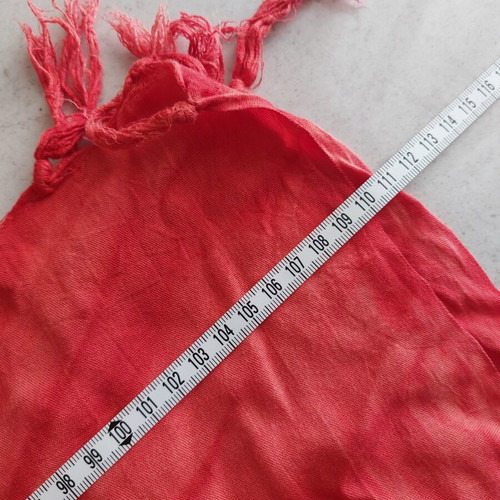 Women's boho beach pareo like new, red viscose fabric with fringes