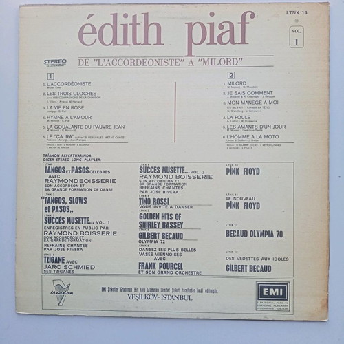 Edith Piaf vinyl used, 1973, Turkey