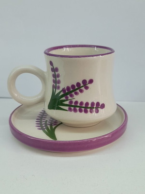Ceramic cup handmade new with saucer