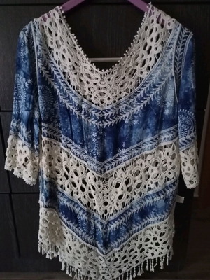 Beach dress new, beige and blue