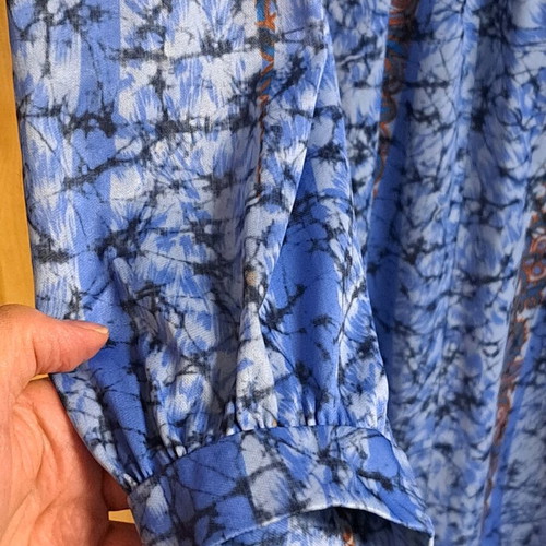 Vintage blue dress with orange and black details, size L