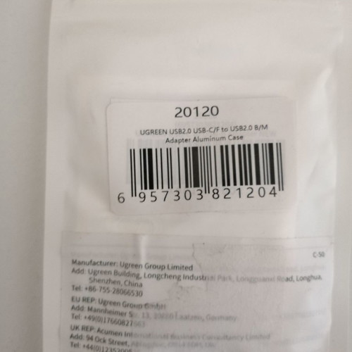 UGREEN USB-C to USB-B adapter new