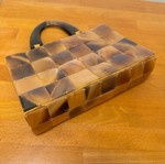 Accessorize clutch bag used, brown and gold