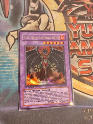 Evil HERO Inferno Wing Yu-Gi-Oh card used, 1st Edition, Ultra Rare