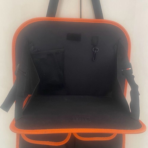 Car seat back organizer like new with 3 pockets and foldable tray