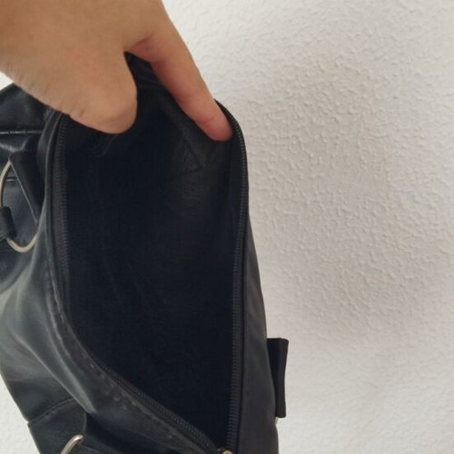 Leather shoulder bag black with studs used