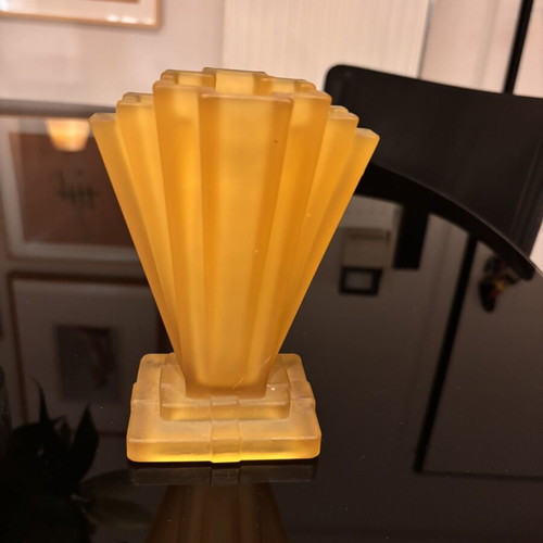 Art Deco vases set with frosted amber glass, like new