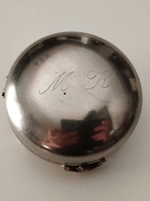 Vintage silver-plated box used with engraved initials