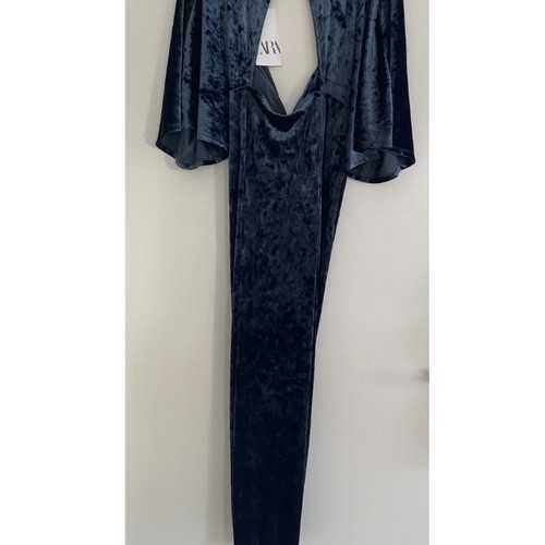 Zara midi velvet dress new blue size S