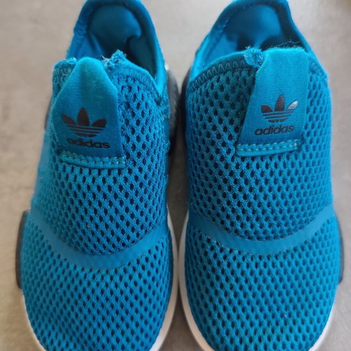 Adidas boys' sports shoes used, sizes 24 & 25 with free McQueen slippers