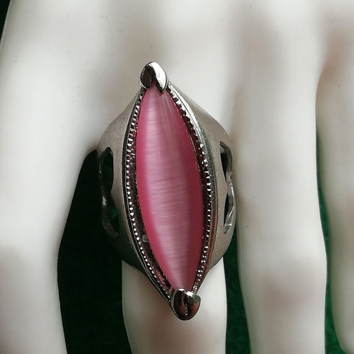 Monopetro ring stainless steel with pink semi-precious stone new
