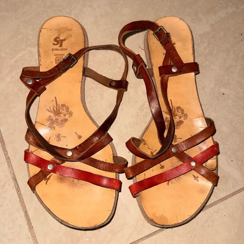 Sandals size 40 like new, beige and brown