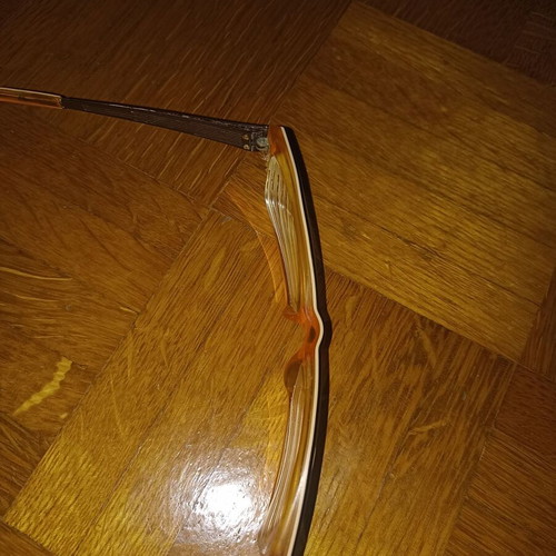 Emporio Armani authentic acetate glasses used, dark brown with orange interior