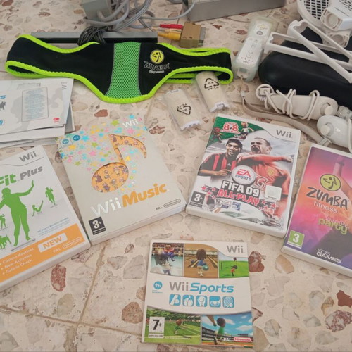 Nintendo Wii console used with controllers and accessories