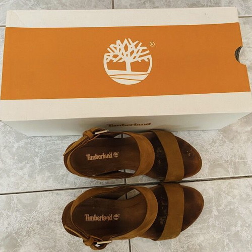 Timberland leather platform sandals used, brown tan color, size 37