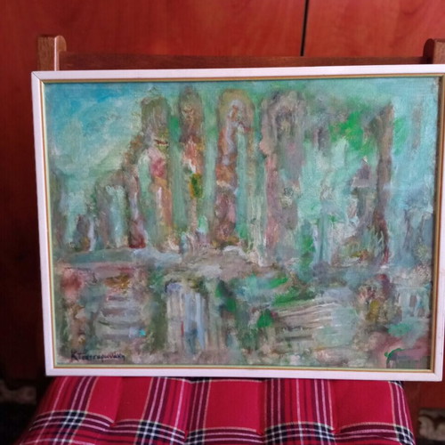 Painting by Aikaterini Tsatsaronaki oil on cardboard like new