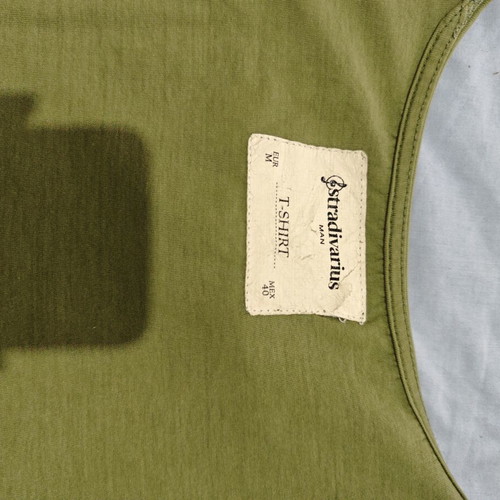 Stradivarius men's khaki T-shirt medium, 100% cotton