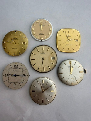 Watch Mechanisms restored, set of 7 with Rolex, Tudor, Cartier, Omega