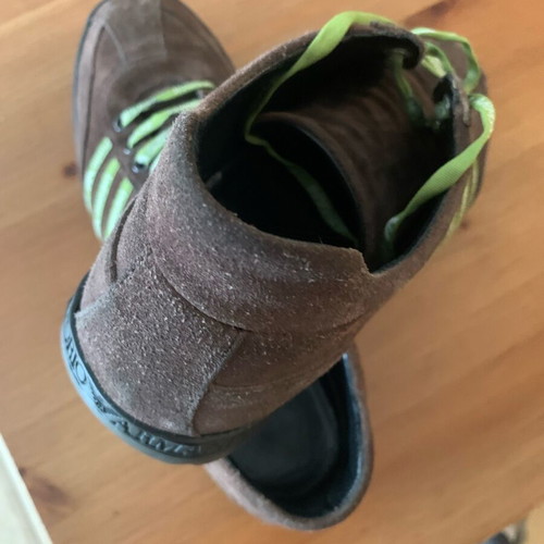 Emporio Armani sneakers like new brown suede with lime laces